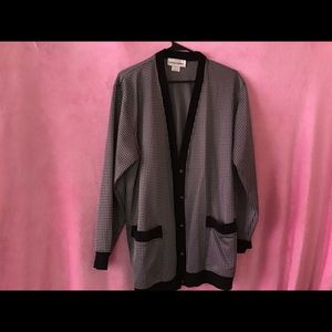 Small black and white checkered sweater jacket